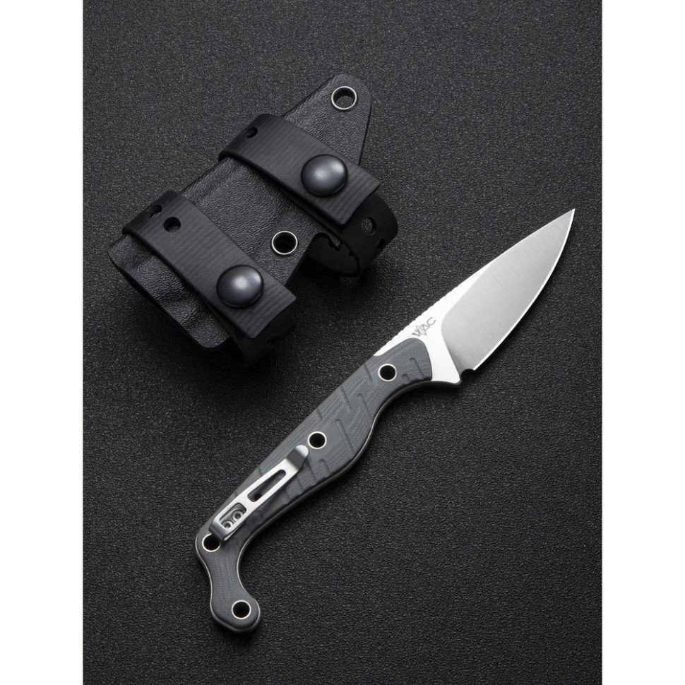 Ніж фіксований кишеньковий Civivi Sokn, (7.2 см) Nitro-V / G10 сірий з чохлом 11