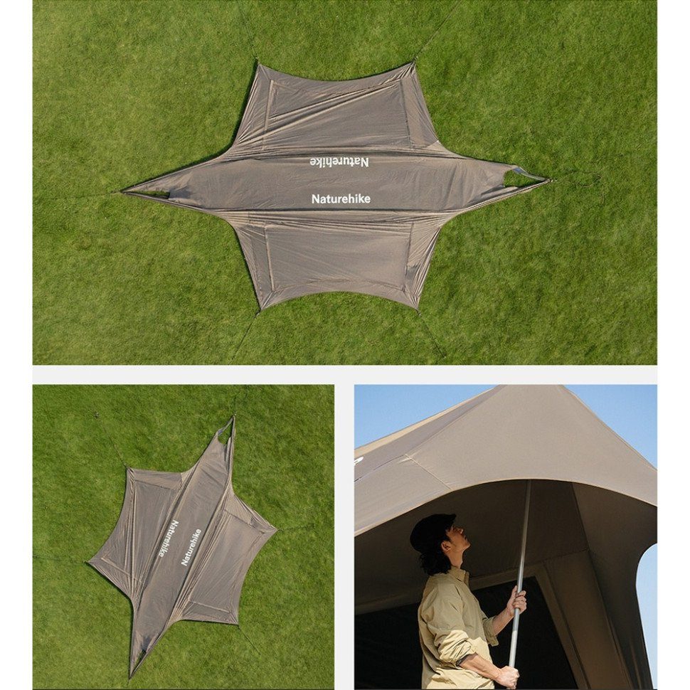 Тент туристичний Naturehike Cloud Skies Tarp Lite CNK2650WS023, 960 х 485 х 260 см, темно-коричневий 2