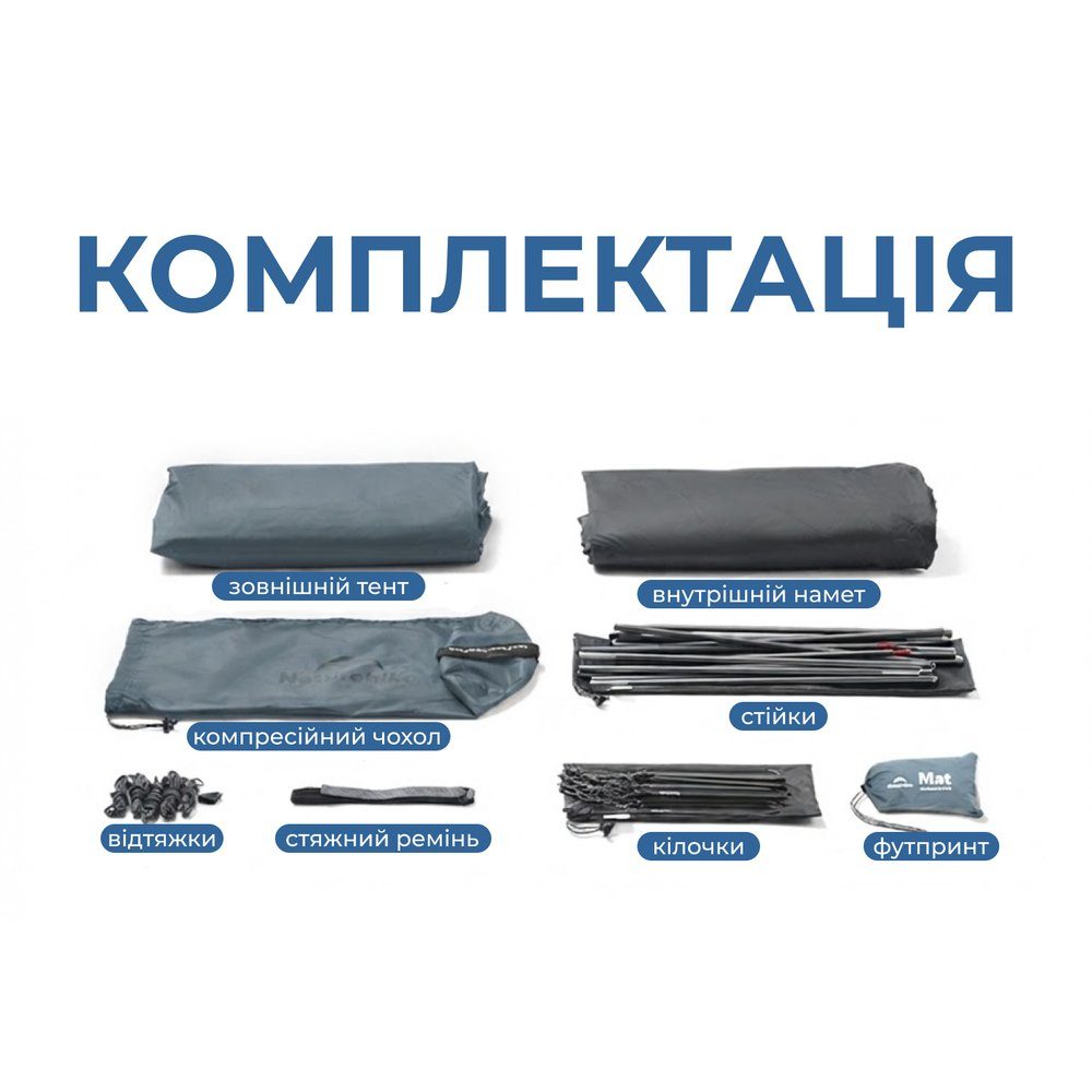 Намет надлегкий двомісний Naturehike Cloud Up Pro CNK2350WS020, 20D, блакитний 8