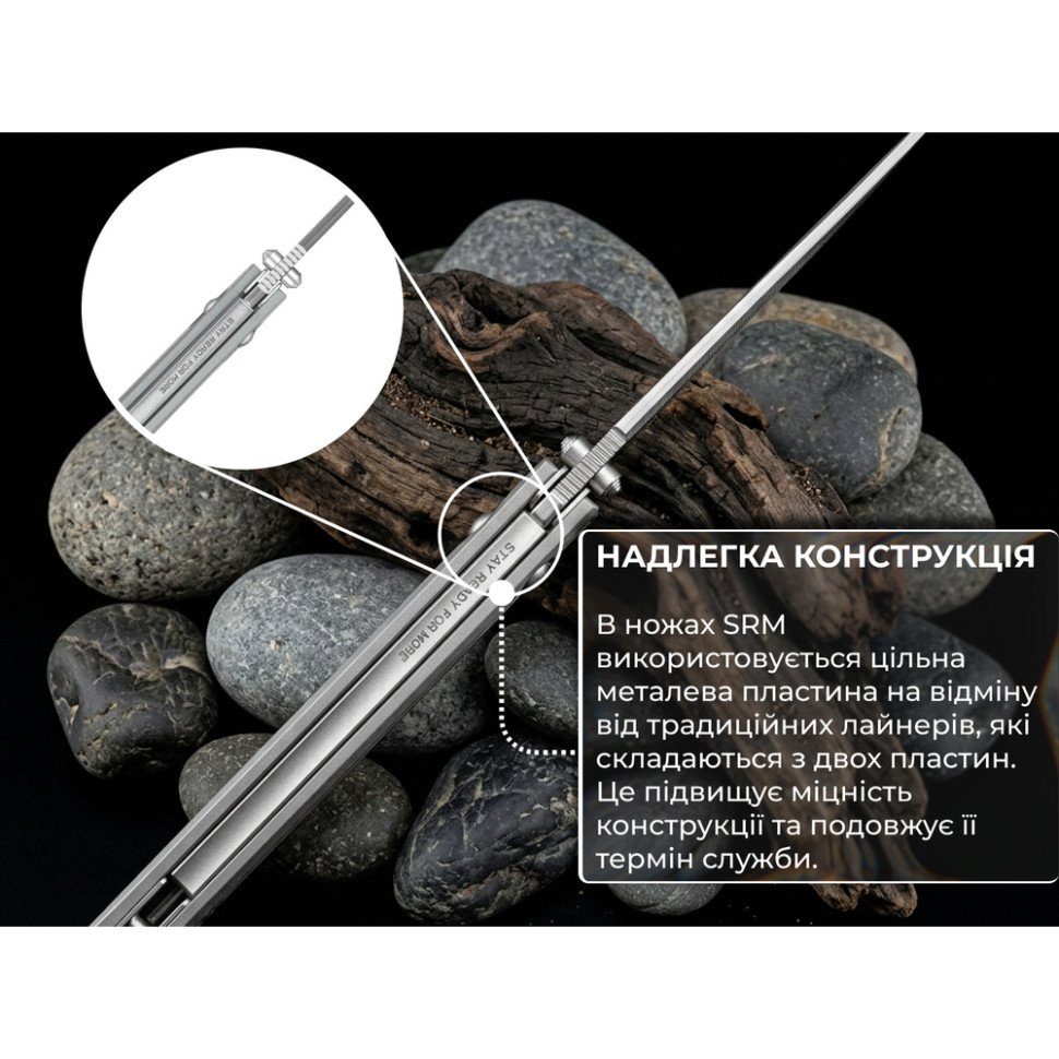 Ніж складаний туристичний SRM Terrier 258L-GK2 (9.3 см) 140Cr / G10 сірий 12