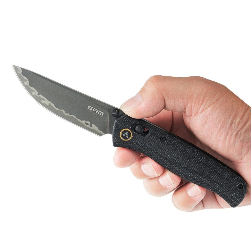 Ніж складаний туристичний SRM Medal 255L-MB3 (8.2 см) 140Cr / Micarta чорний 9