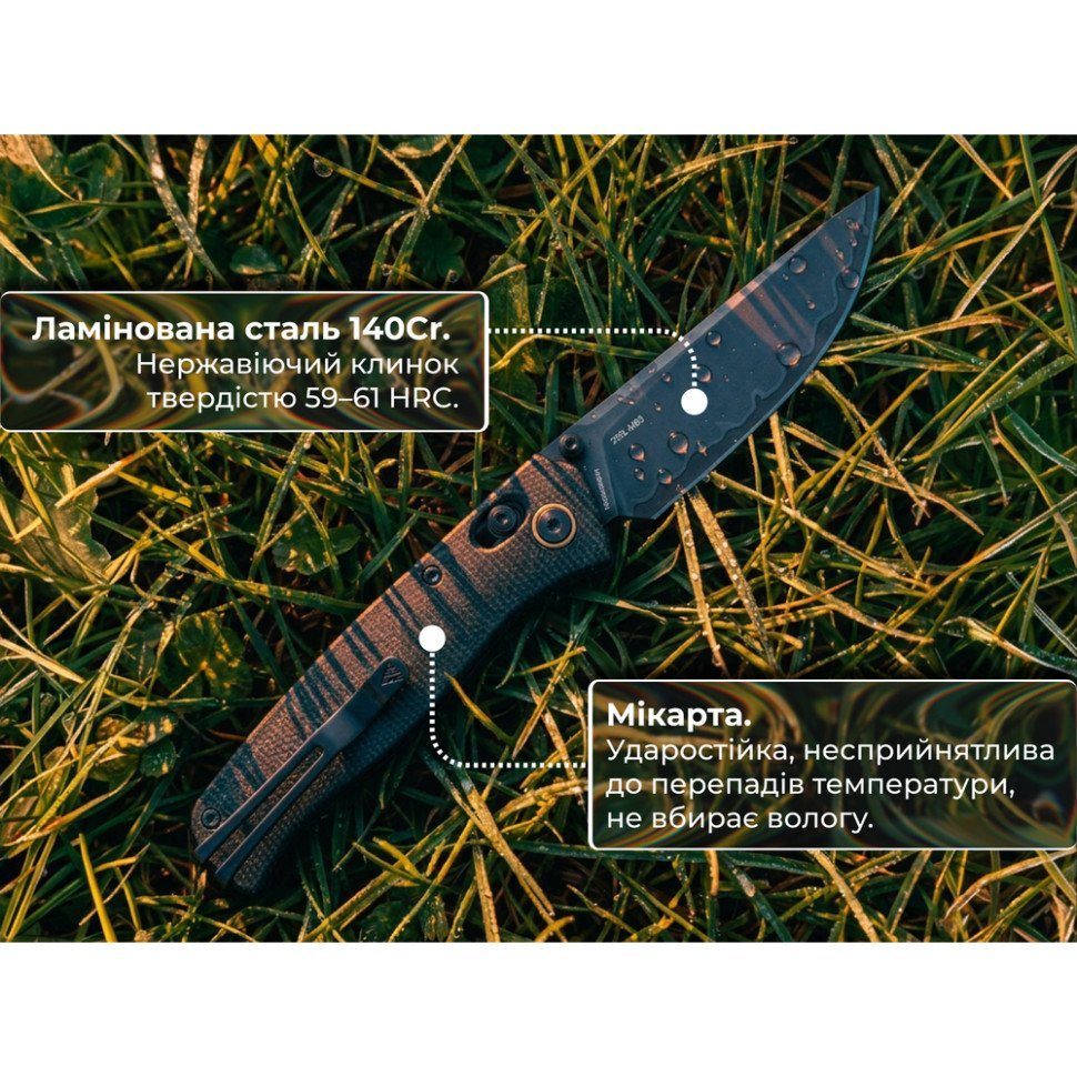 Ніж складаний туристичний SRM Medal 255L-MB3 (8.2 см) 140Cr / Micarta чорний 11