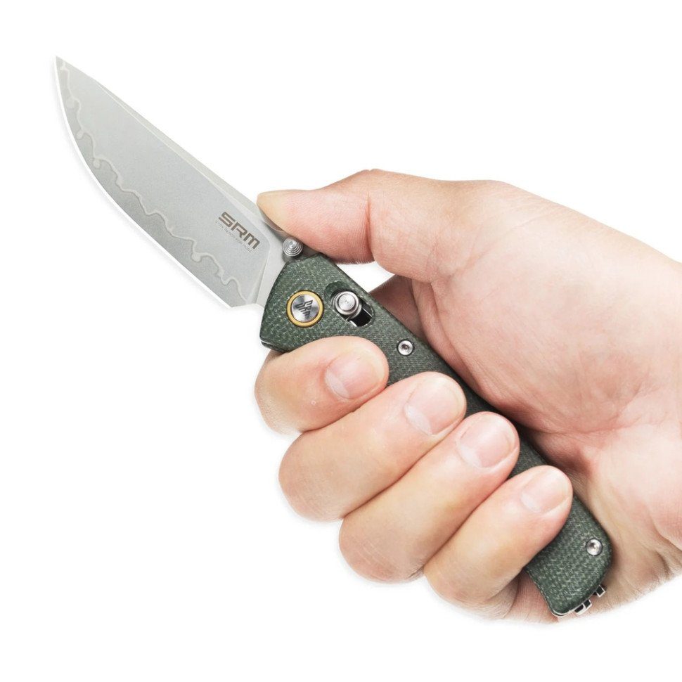 Ніж складаний туристичний SRM Medal 255L-MG3 (8.2 см) 140Cr / Micarta зелений 9