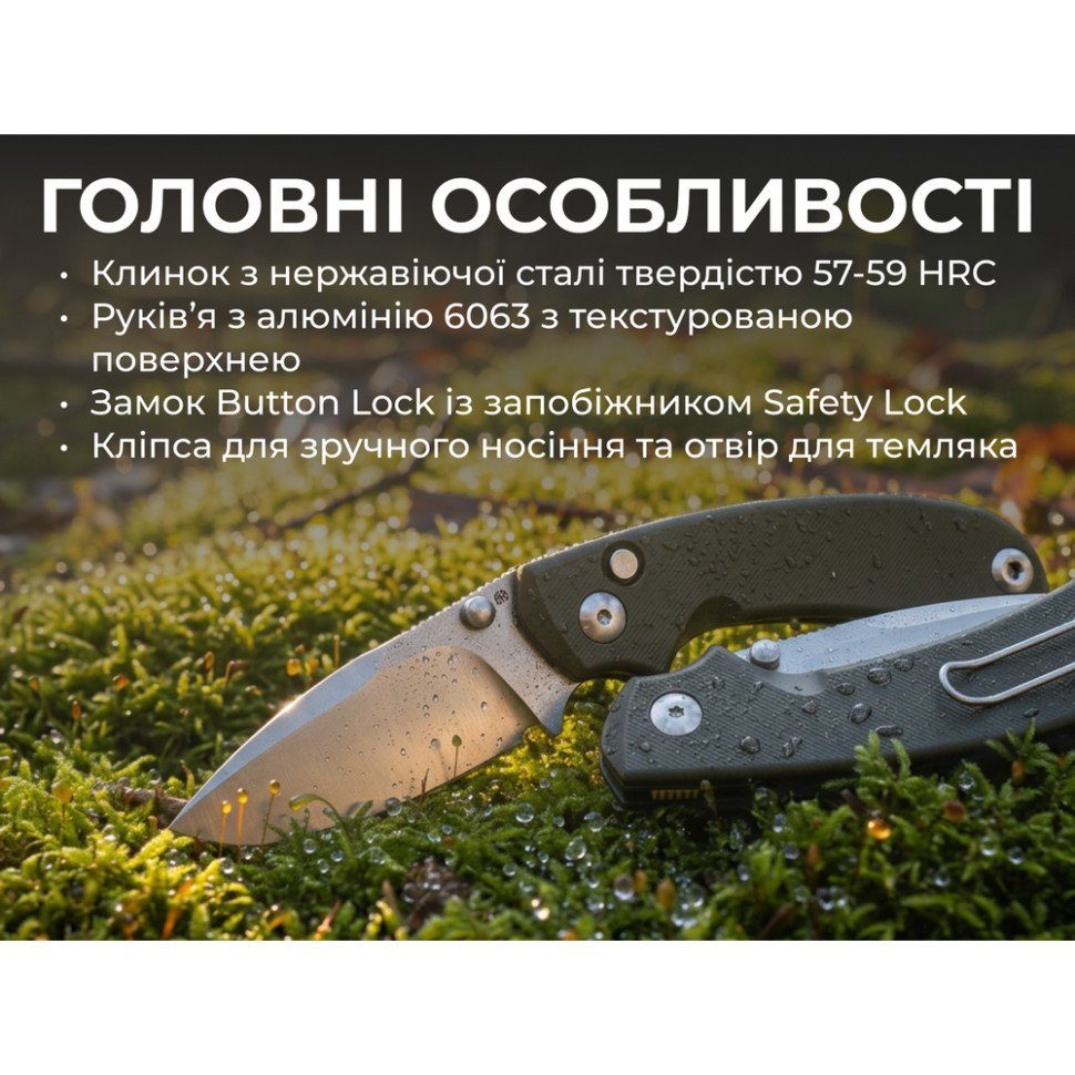 Ніж складаний кишеньковий Ruike P736-AK, (7.5 см) 14C28N / алюміній, сірий 12