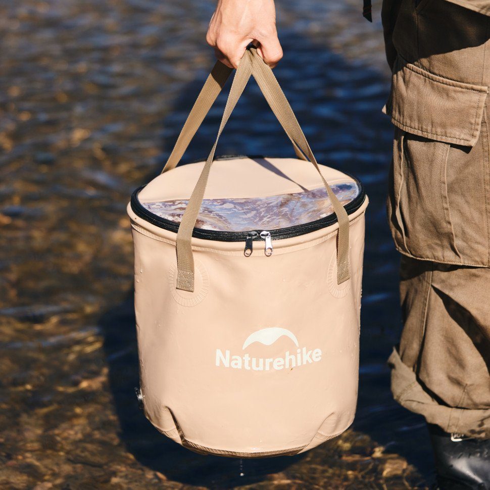 Складане відро для води з ЕВА Naturehike CNK2350CF010, 20 л, бежевий 12