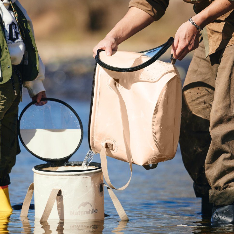 Складане відро для води з ЕВА Naturehike CNK2350CF010, 20 л, бежевий 5