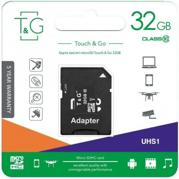 Карта Пам'яті T&G MicroSDHC 32gb UHS-1 10 Class & Adapter