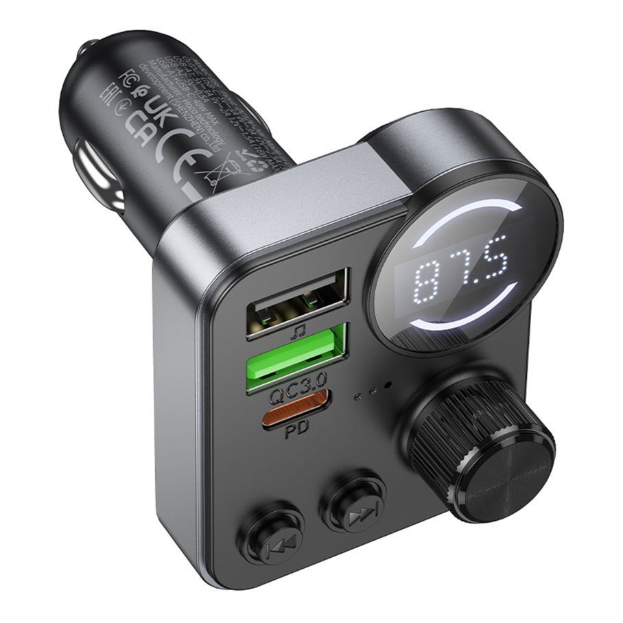 FM-трансмітер Hoco E86 USB-C PD30W+USB-A QC18W/TF/BT5.4 Total 48W 4