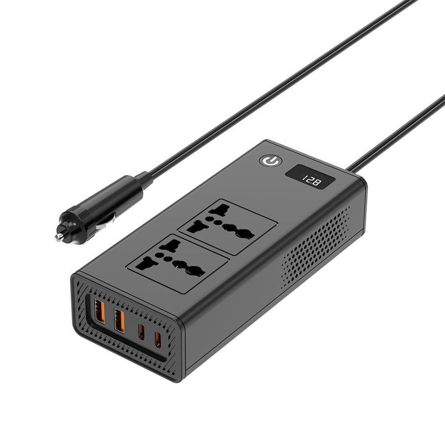 Автомобільний Інвертор XO CZ027 2 Sockets/2USB-C PD20W/2USB-A QC36W 200W 4