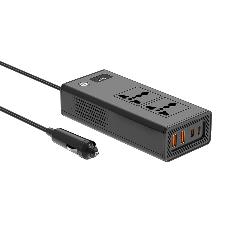 Автомобільний Інвертор XO CZ027 2 Sockets/2USB-C PD20W/2USB-A QC36W 200W 8