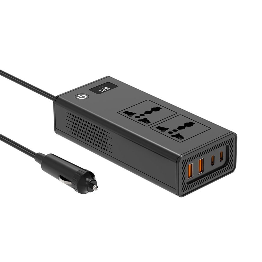 Автомобільний Інвертор XO CZ027 2 Sockets/2USB-C PD20W/2USB-A QC36W 200W 6