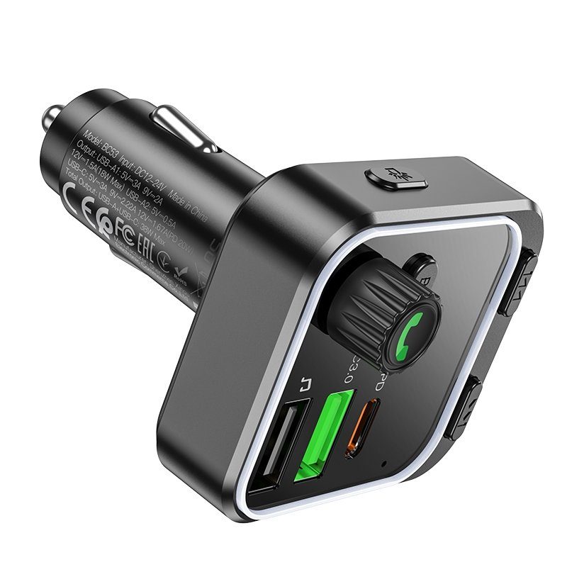 FM-трансмітер Borofone BC53 USB-C PD20W+USB-A QC18W/BT5.0 Total 38W 4