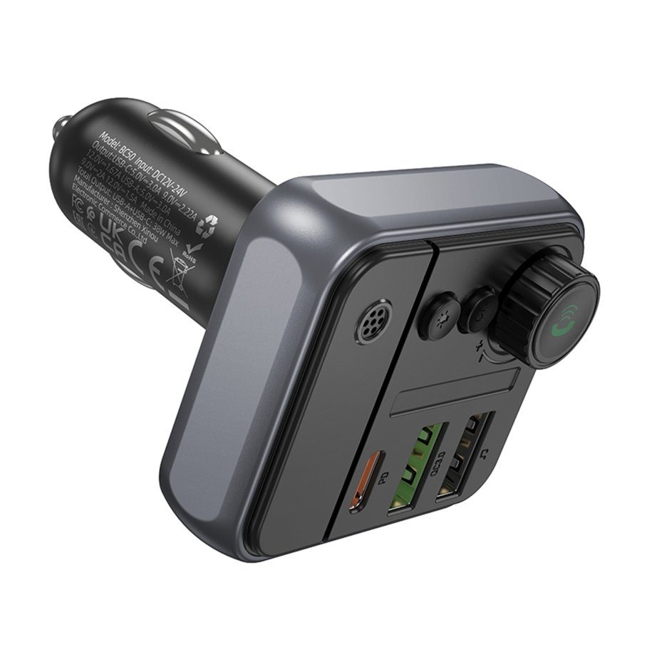 FM-трансмітер Borofone BC50 USB-C PD20W+USB-A QC18W/BT5.4 Total 38W 3