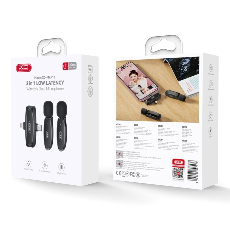 Мікрофон Петличний Бездротовий XO MKF010 Twin Type-C+IP 2