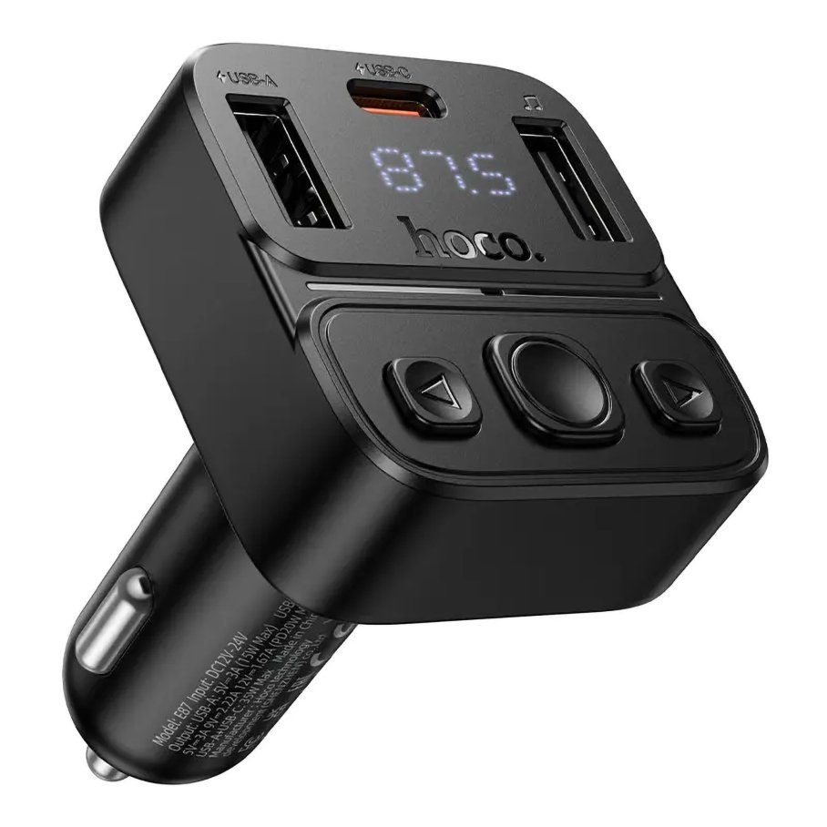 FM-трансмітер Hoco E87 USB-C PD20W+USB 15W/BT5.4 Total 35W 3