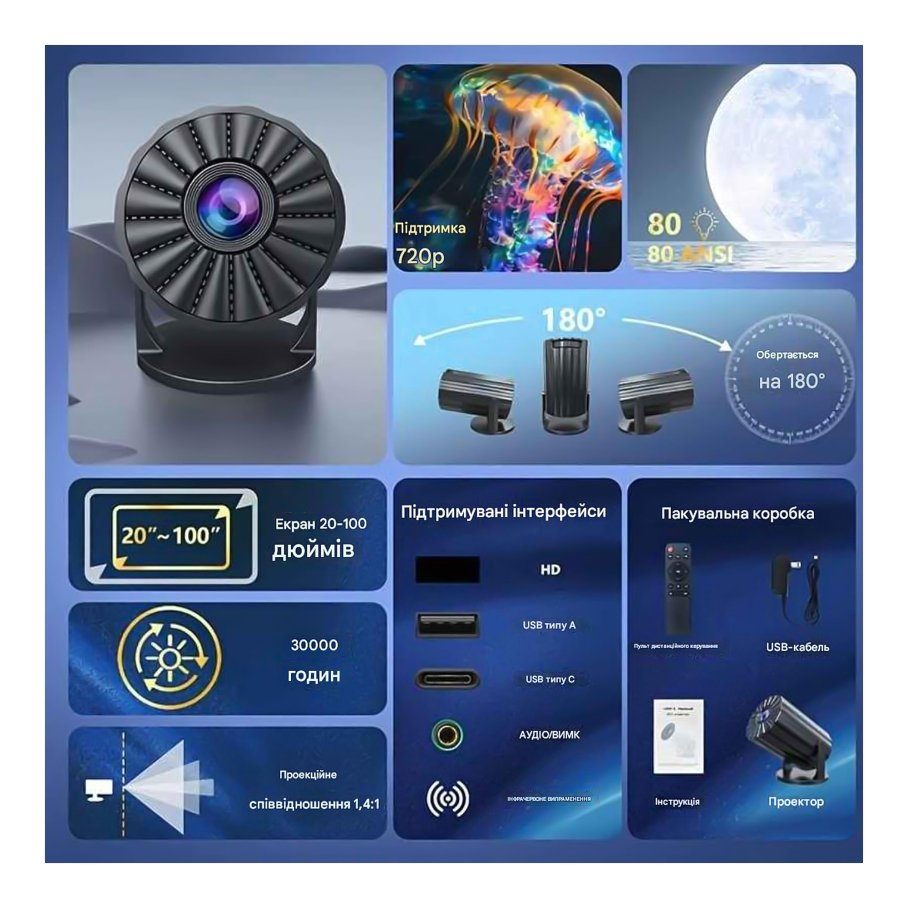 Проектор FIRE 408 HD Wi-Fi+BT 9