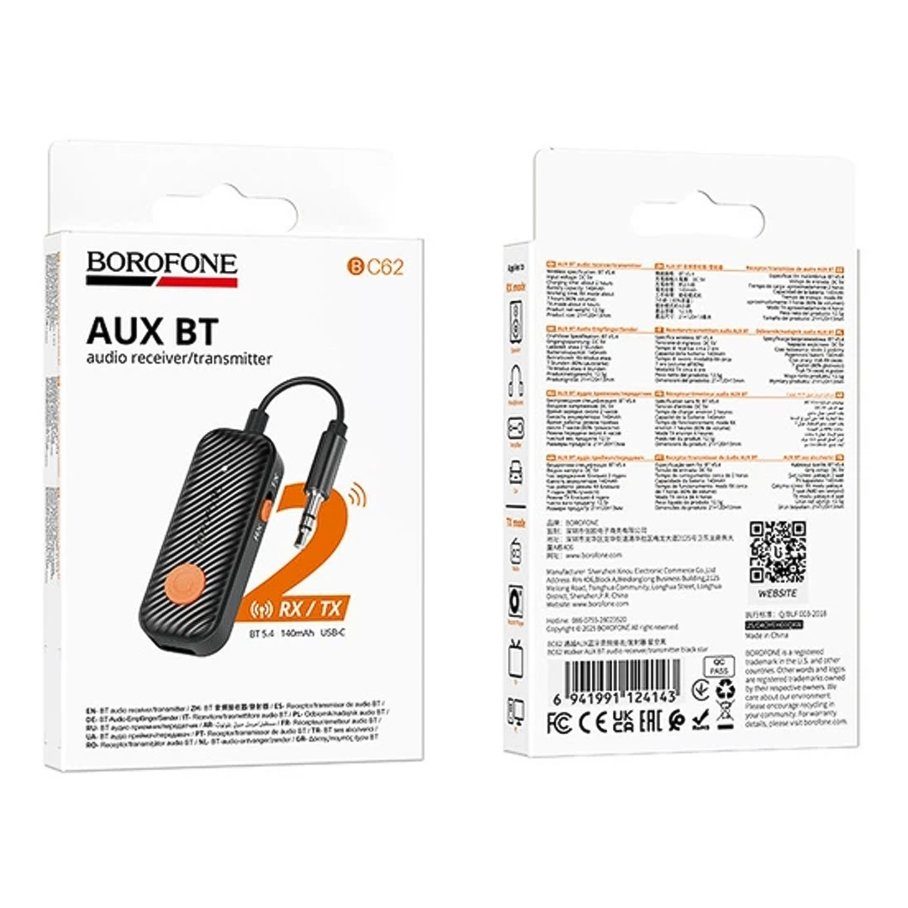 FM-трансмітер Borofone BC62 AUX RX/TX/Bluetooth 5.4/Battery 140mAh 2