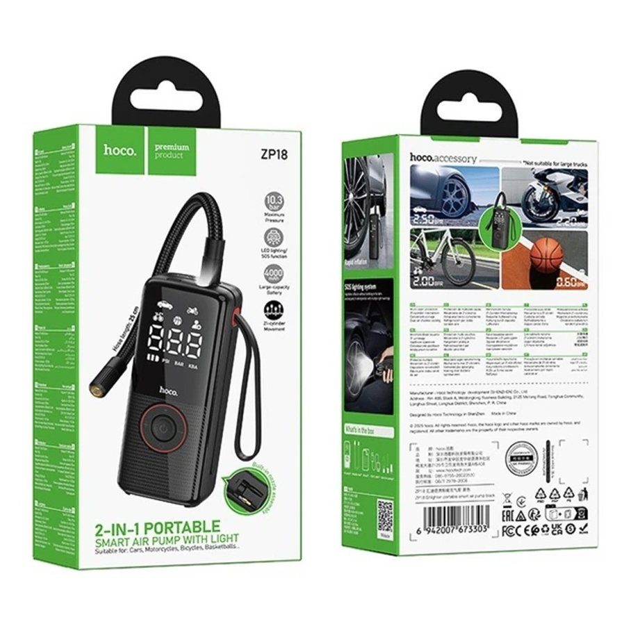 Автомобільний компресор Hoco ZP18 4000mAh 2