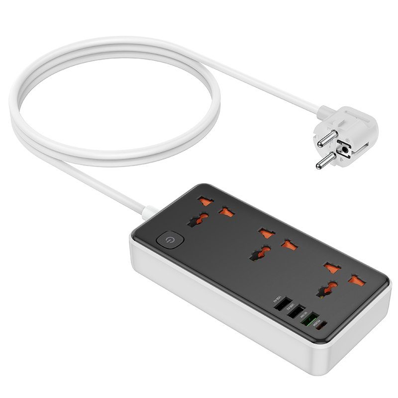 Мережевий Подовжувач Hoco AC8A 1USB-C / 3USB-A QC/PPS/PD30W / 3 Sockets 1.5m 7