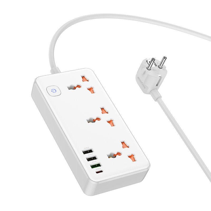 Мережевий Подовжувач Hoco AC8A 1USB-C / 3USB-A QC/PPS/PD30W / 3 Sockets 1.5m 6