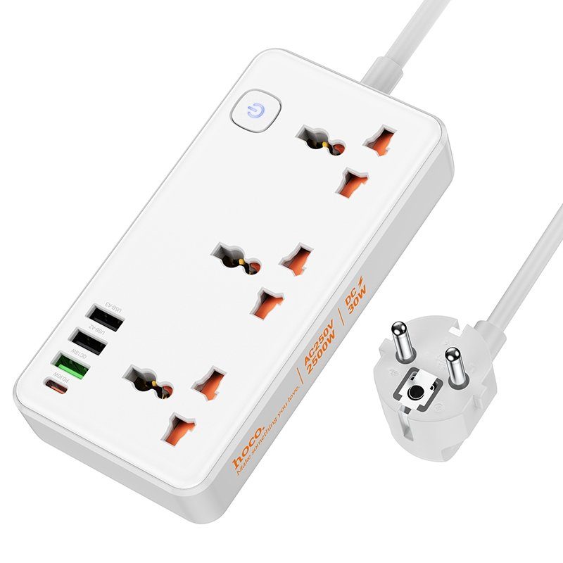 Мережевий Подовжувач Hoco AC8A 1USB-C / 3USB-A QC/PPS/PD30W / 3 Sockets 1.5m 4