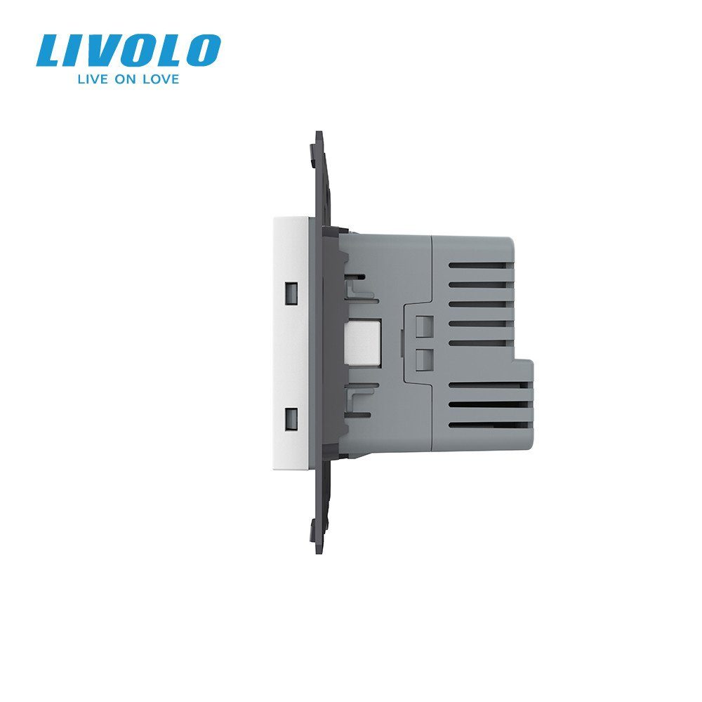 Електрична розетка з USB Type-C 18 Вт для зарядки, LIVOLO біла, з заземленням, 250 В 16 А 2
