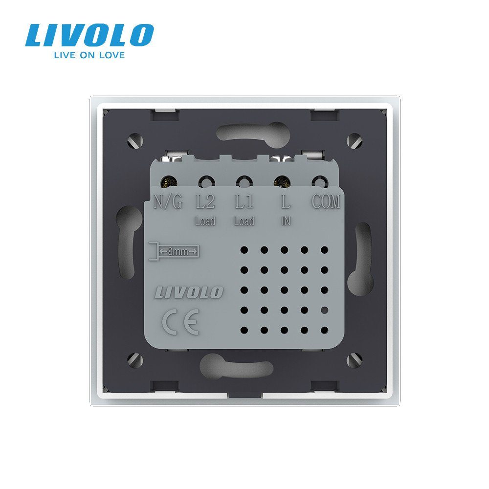 Розетка USB Type-C LIVOLO з Power Delivery 45Вт, біла, настінна, дизайнерська, скляна рамка 4