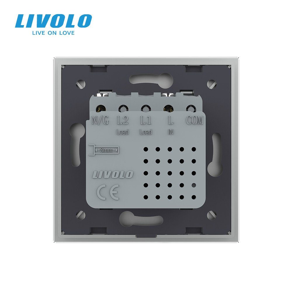Розетка USB Type-C LIVOLO з Power Delivery 45Вт, сіра, настінна, дизайнерська, скляна рамка 4
