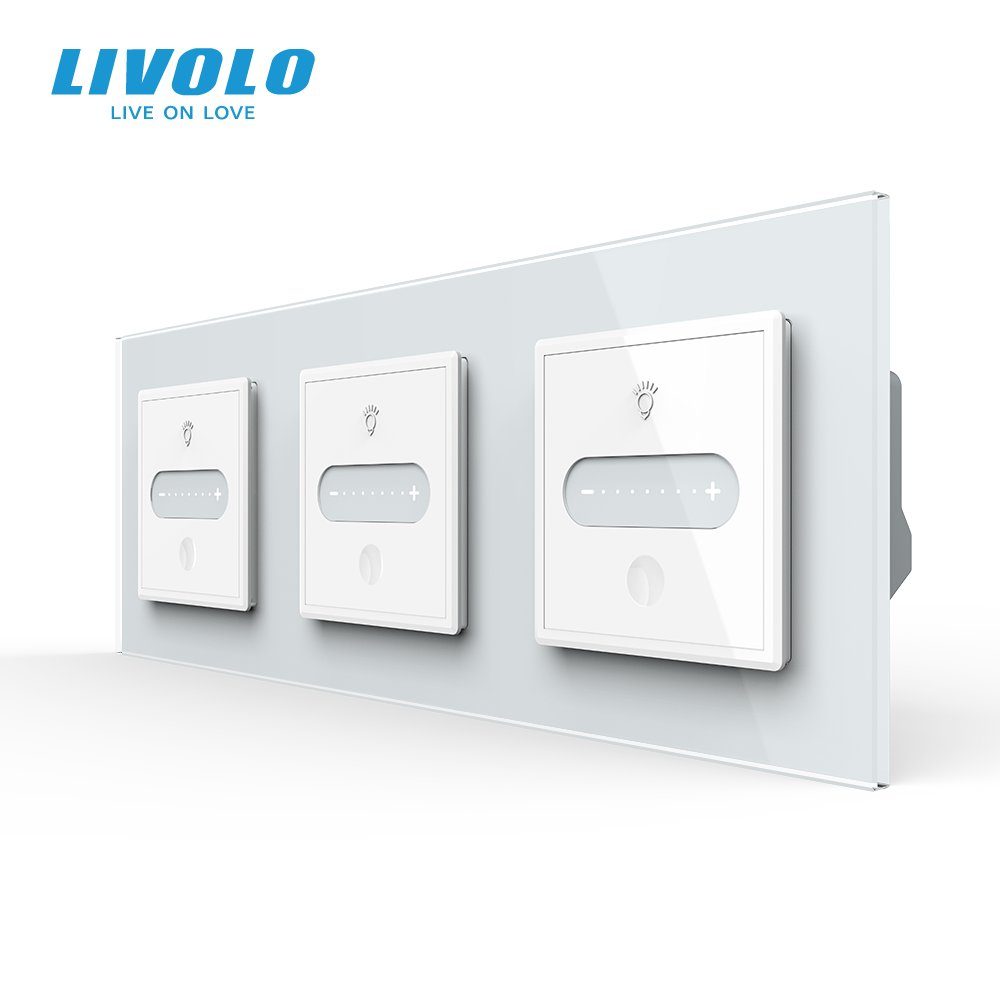 Розумний сенсорний димер LIVOLO 3 сенсори (1-1-1), білий, скло, 2A 230V