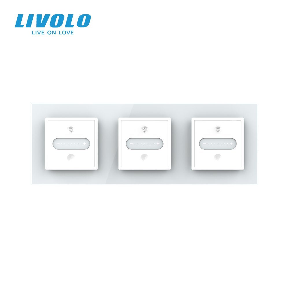 Розумний сенсорний димер LIVOLO 3 сенсори (1-1-1), білий, скло, 2A 230V 3