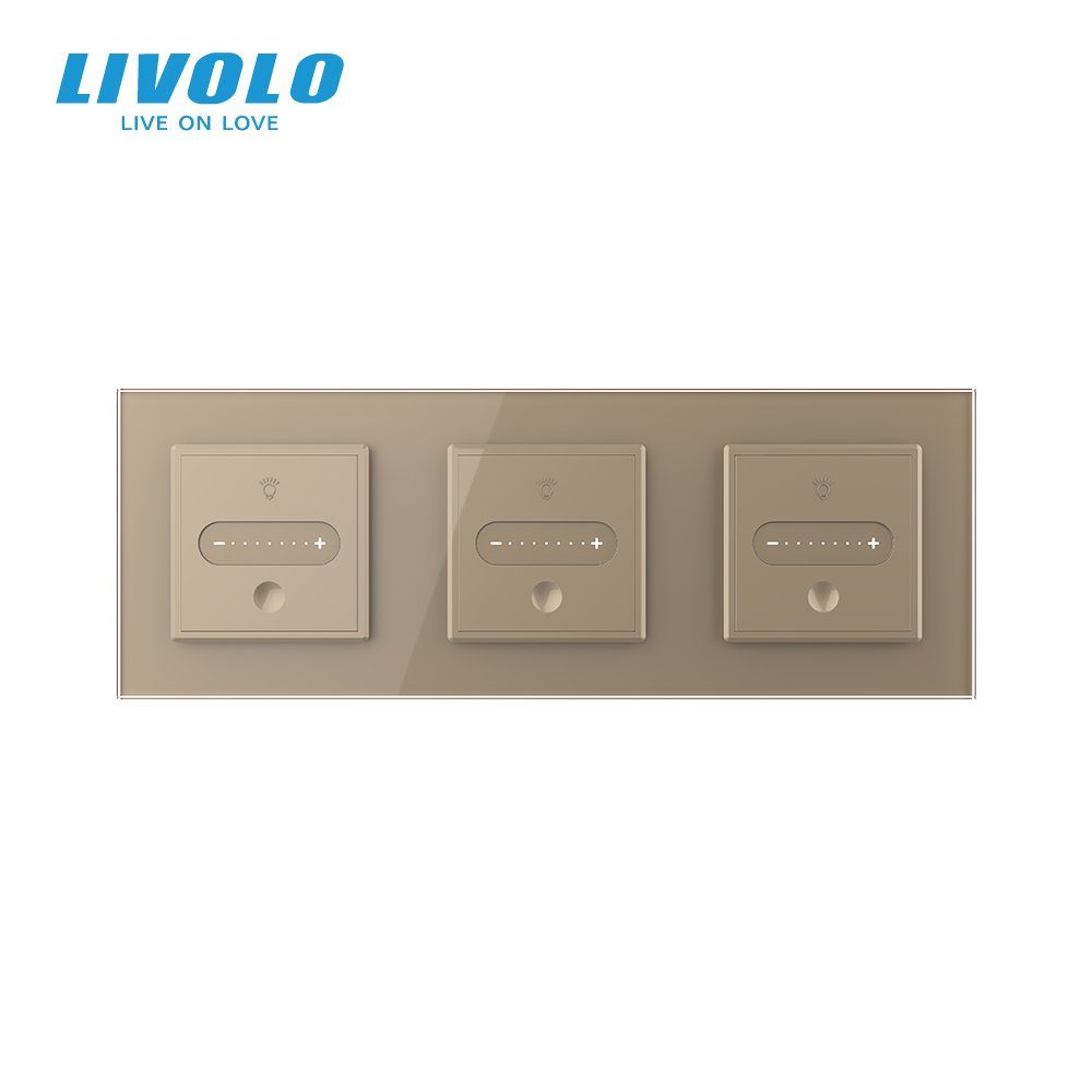 Розумний сенсорний димер LIVOLO 3 сенсори (1-1-1), золотий, скло, 2A 230V 3