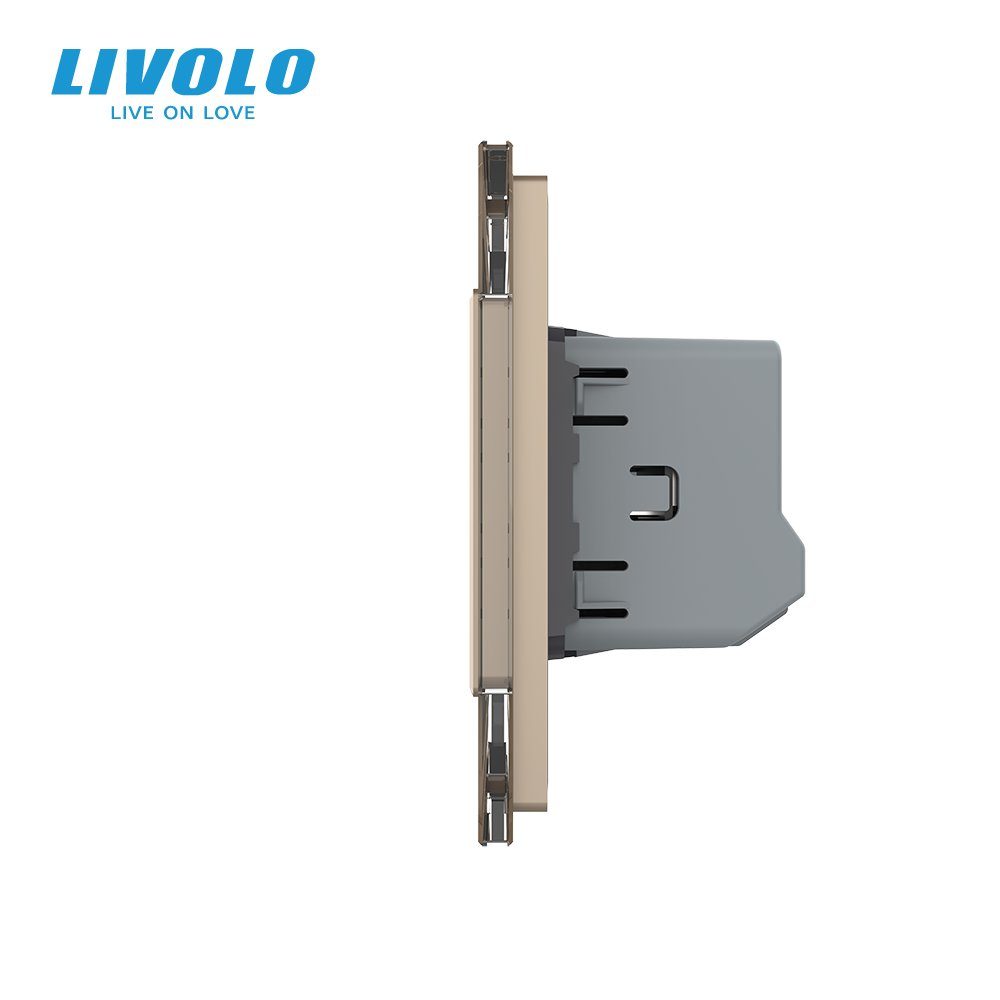 Розумний сенсорний димер LIVOLO 3 сенсори (1-1-1), золотий, скло, 2A 230V 2