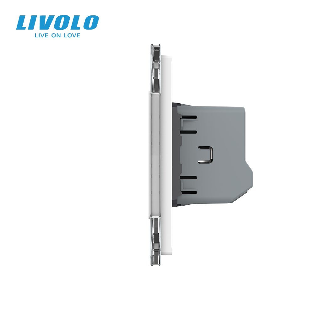 Розумний сенсорний прохідний димер LIVOLO 3 сенсори (1-1-1), білий, скло, 2A 230V 2