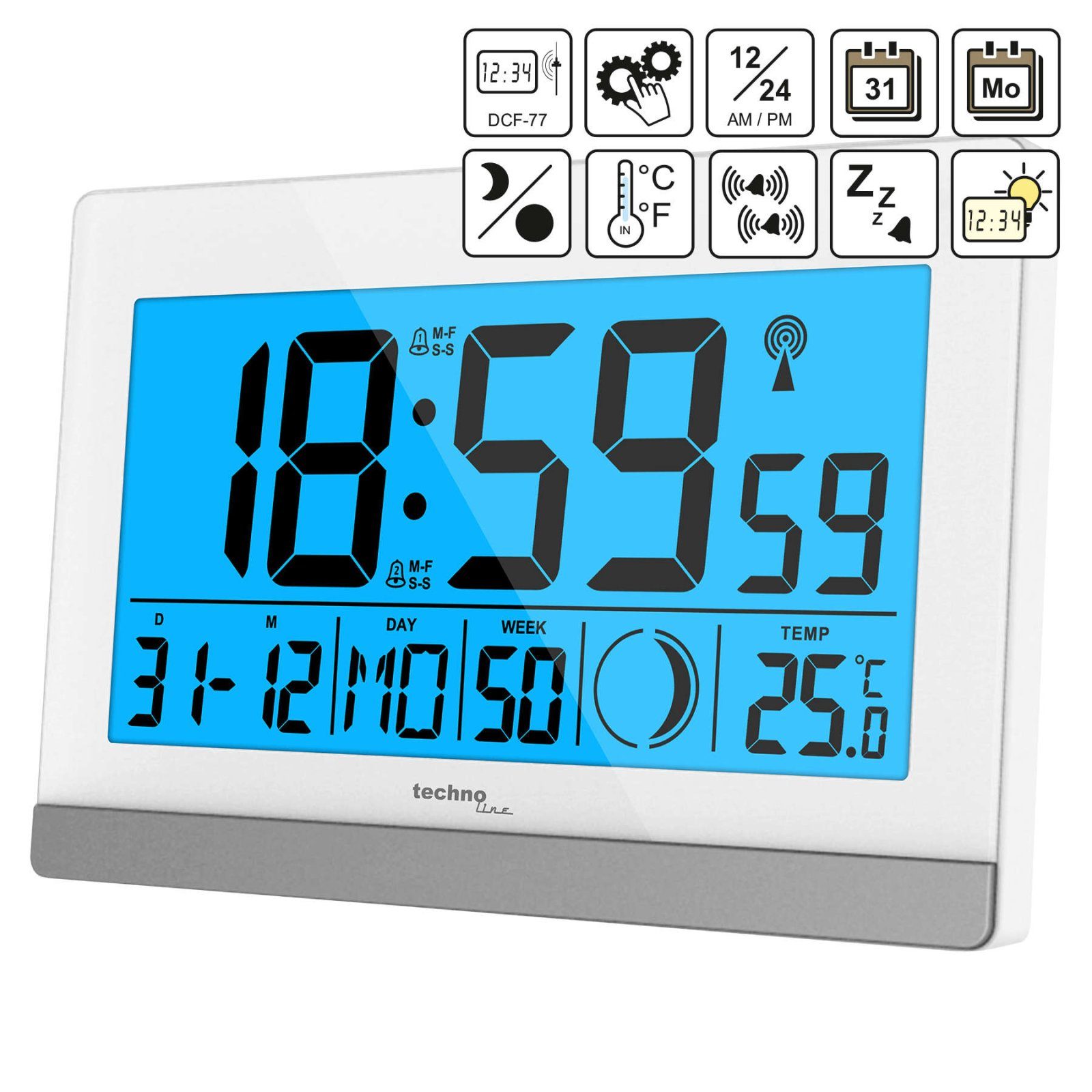 Годинник настільний Technoline WS8056 White/Silver (WS8056) 3