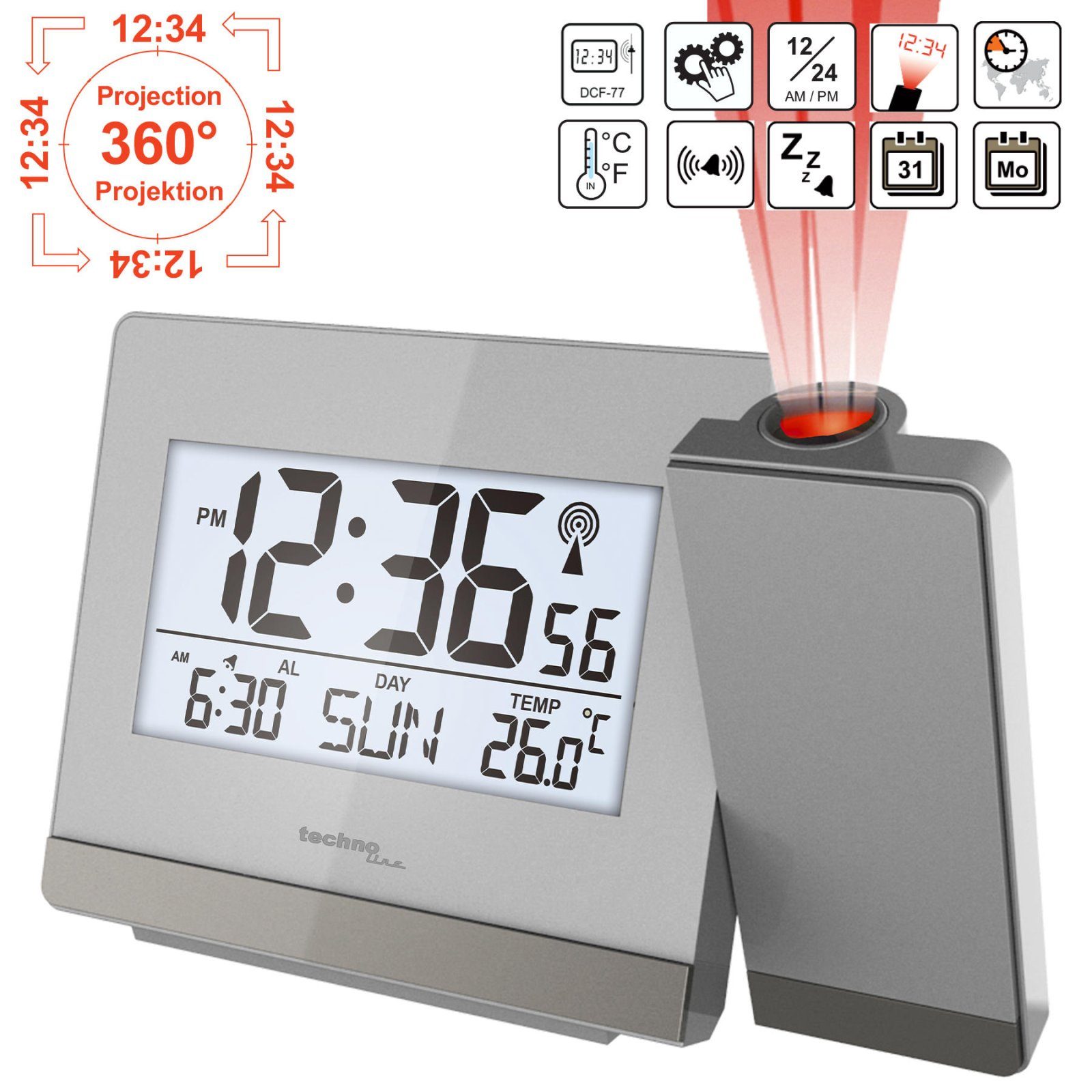 Годинник проекційний Technoline WT538 Silver/Anthracite (WT538) 2