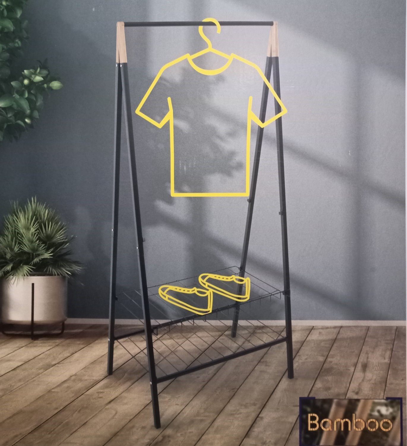 Стійка для одягу Casa Si Garment Rack Bamboo Black (CS92308W04) 2