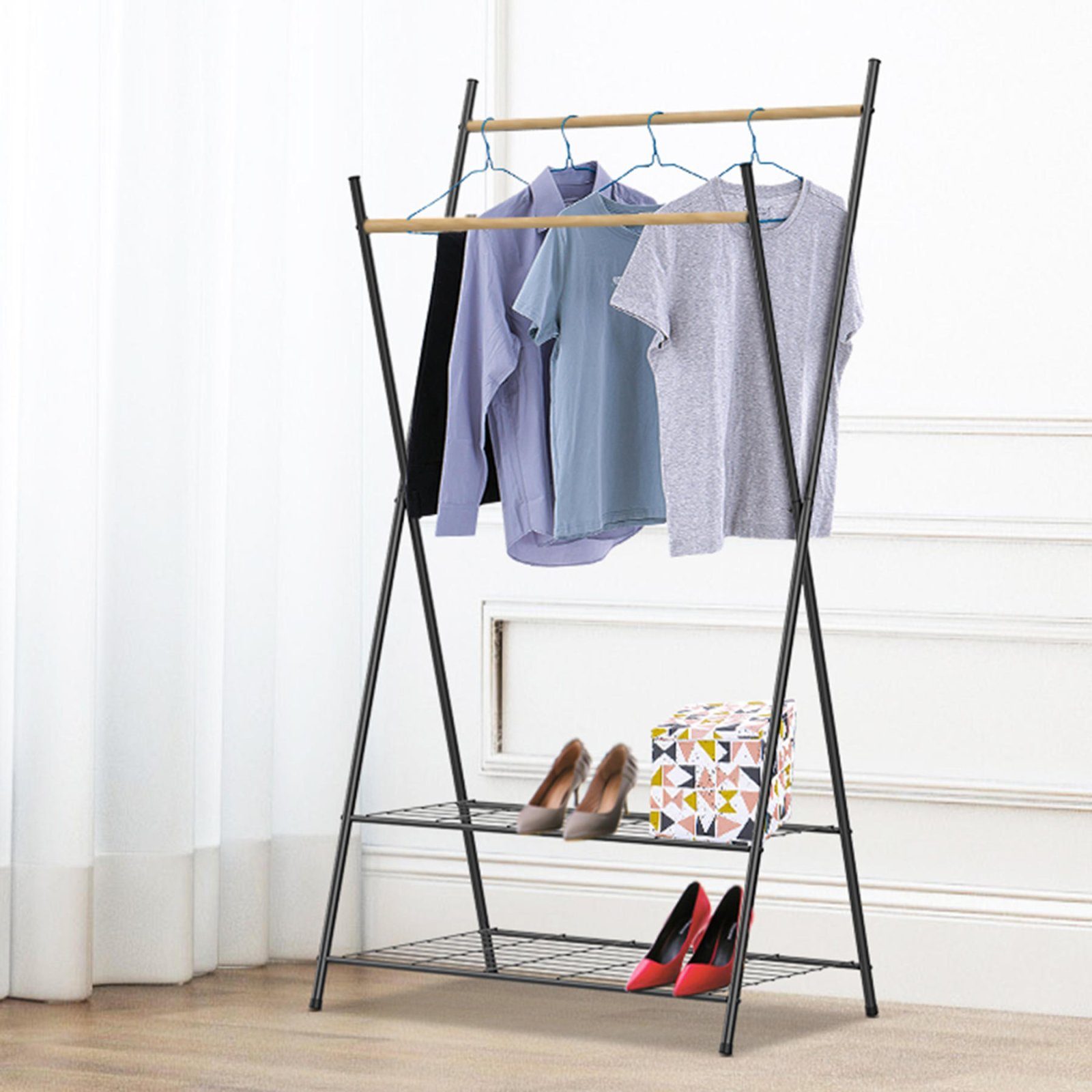Стійка для одягу Casa Si Garment Rack Bamboo Black (CS92309W04) 4