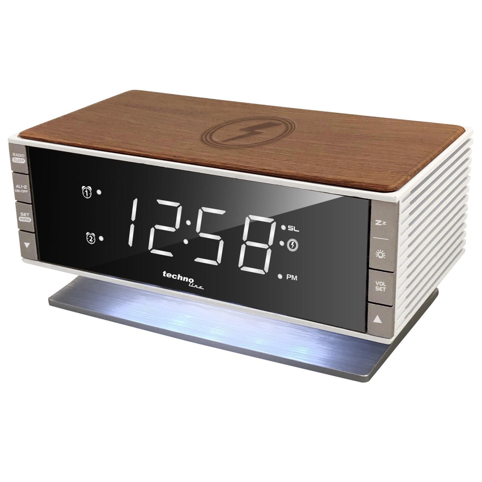 Годинник настільний з радіо Technoline WT487 Wireless Mobile Charging White/Brown (WT487) 2