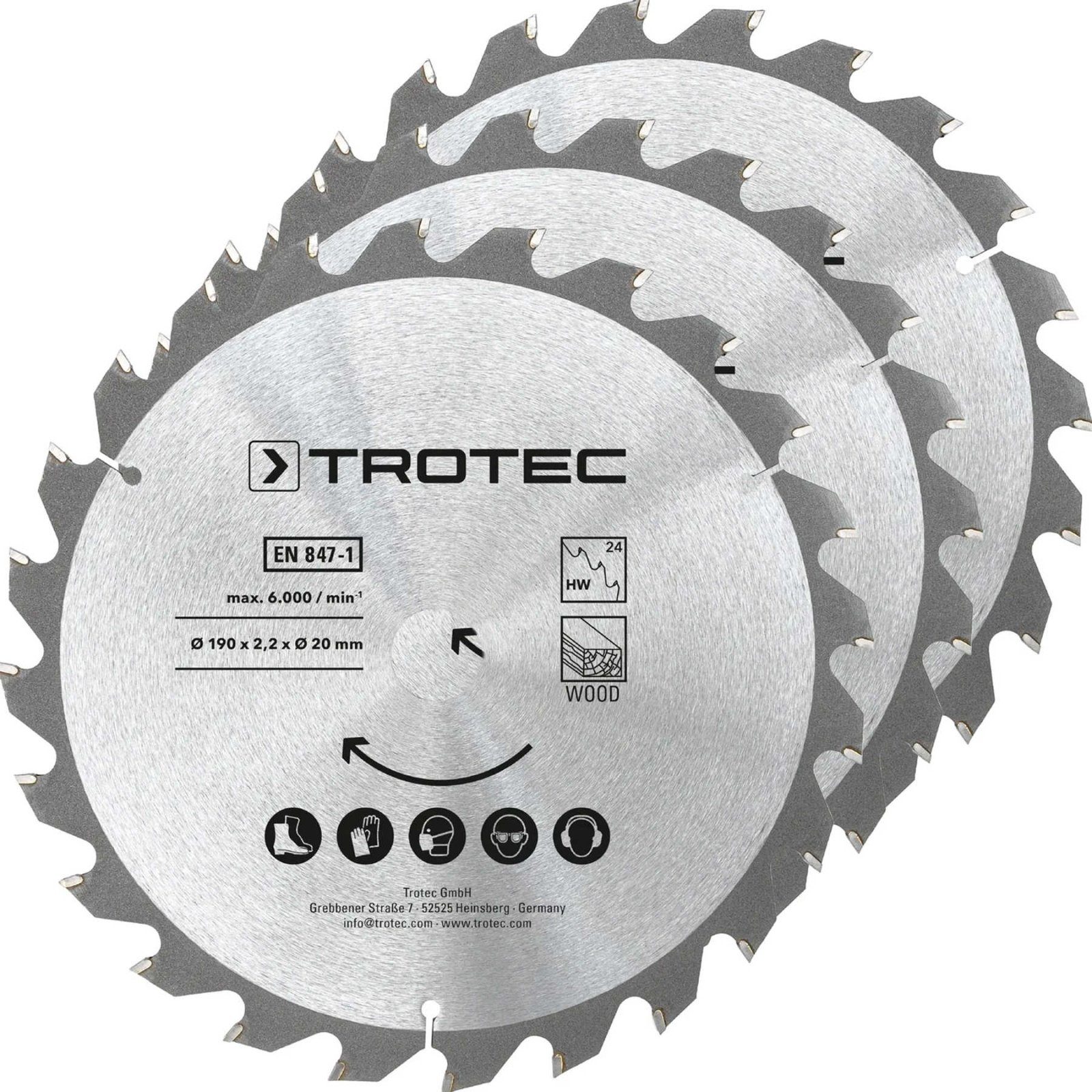 Диск пиляльний Trotec 190х20х2,2 HW24 Wood (3 шт) (6215001330)