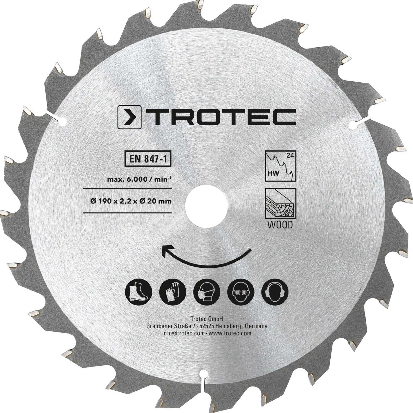 Диск пиляльний Trotec 190х20х2,2 HW24 Wood (3 шт) (6215001330) 3