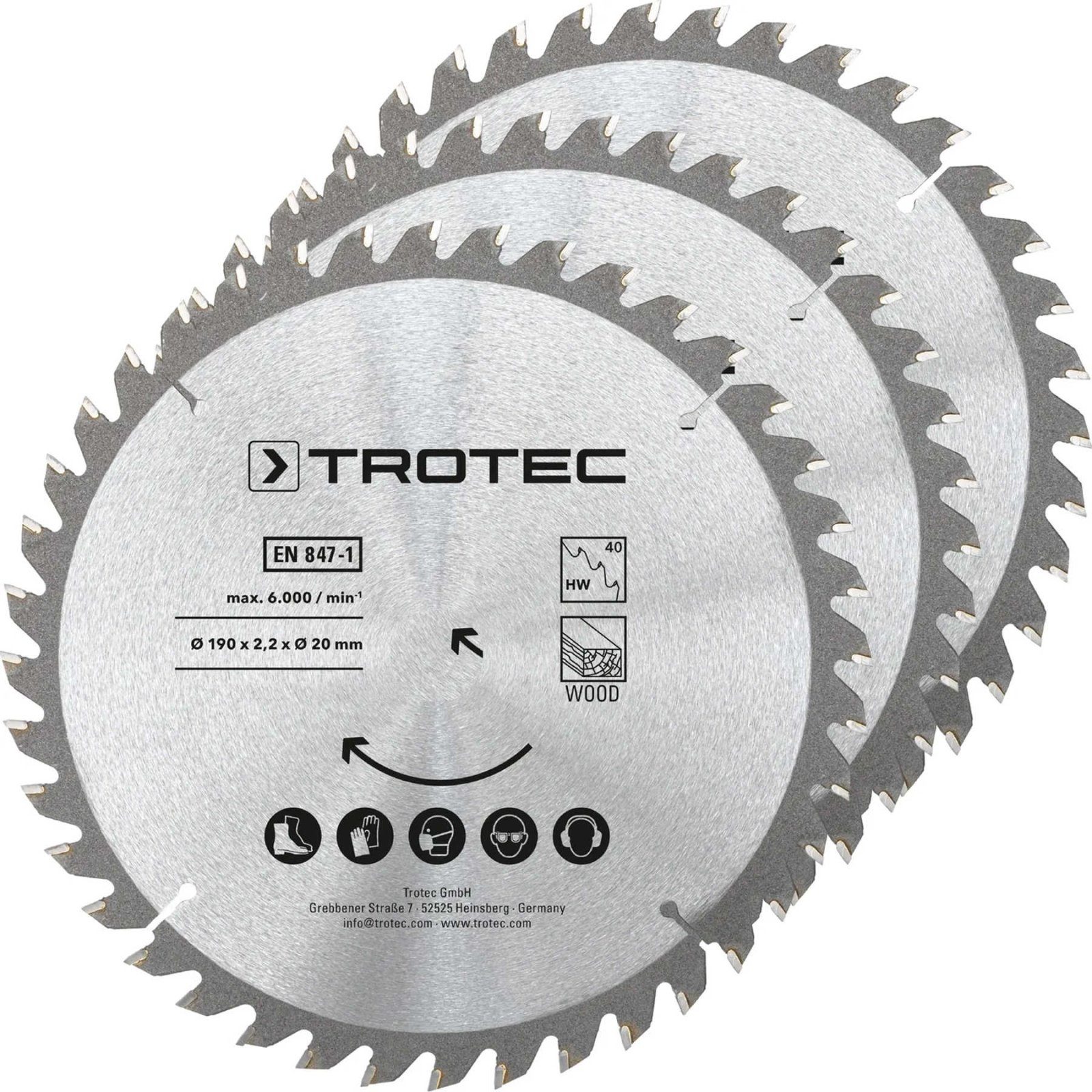 Диск пиляльний Trotec 190х20х2,2 HW40 Wood (3 шт) (6215001331)