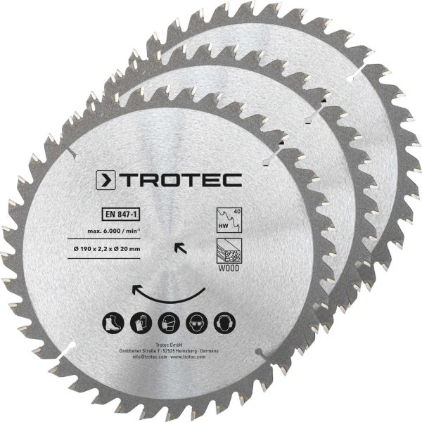 Диск пиляльний Trotec 190х20х2,2 HW40 Wood (3 шт) (6215001331)