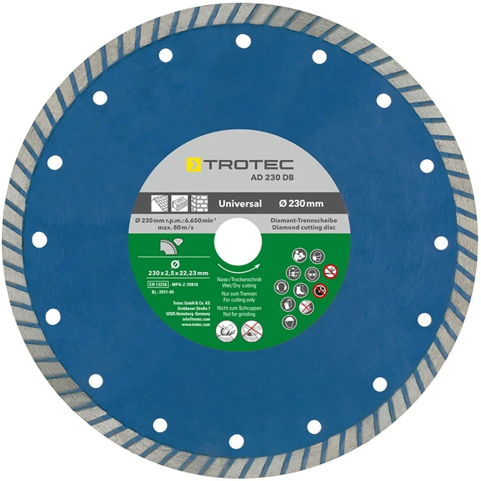 Диск відрізний алмазний Trotec Turbo Cutting Edge 230х22.23х2.5 (6225001221)