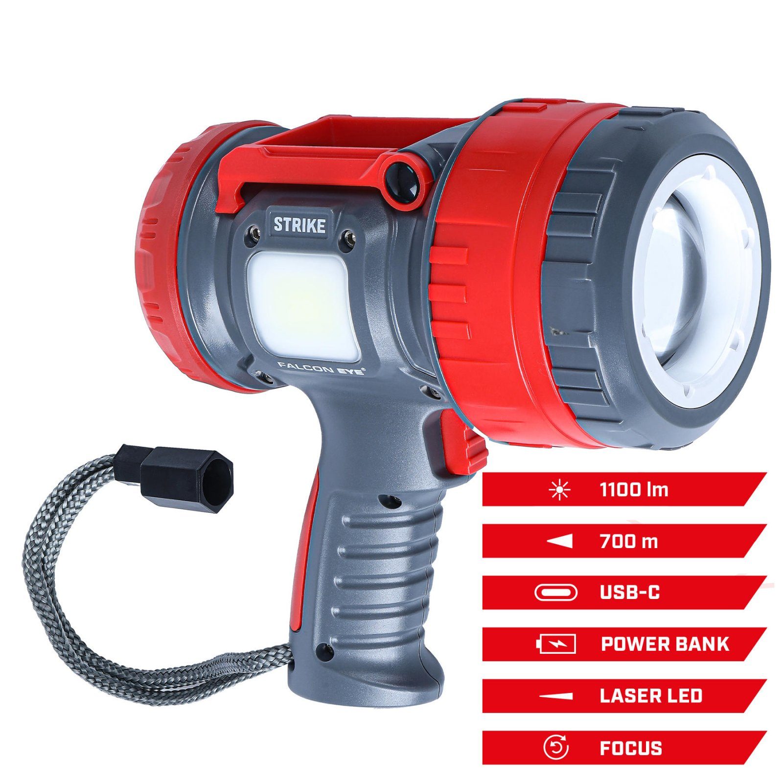 Ліхтар пошуковий Falcon Eye Strike (1100 Lm) Powerbank Focus Rechargeable Type-C (FSL0013) 4