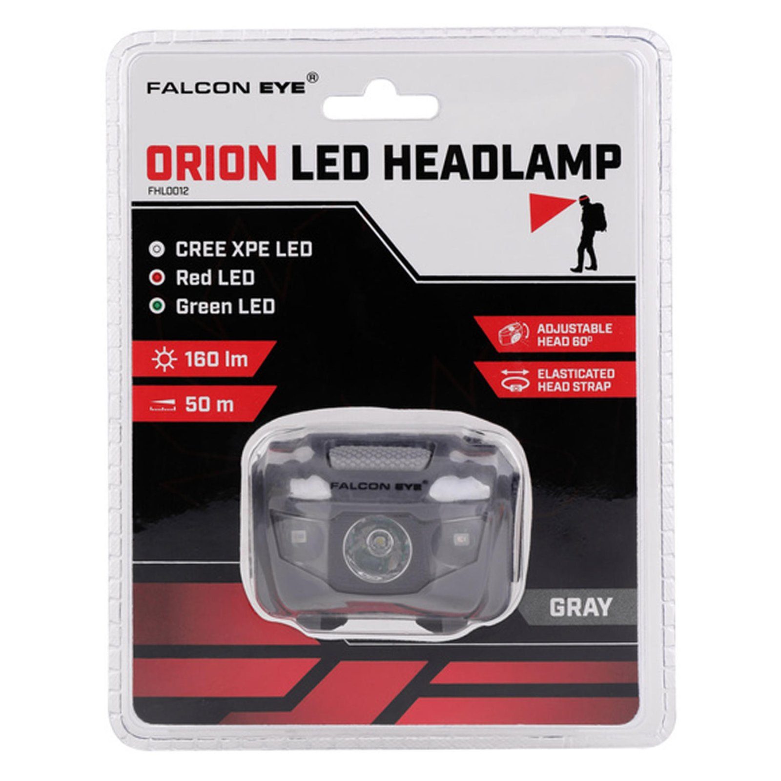 Ліхтар налобний Falcon Eye Orion (160 Lm) Cool White/Red/Green LED Grey (FHL0012) 3