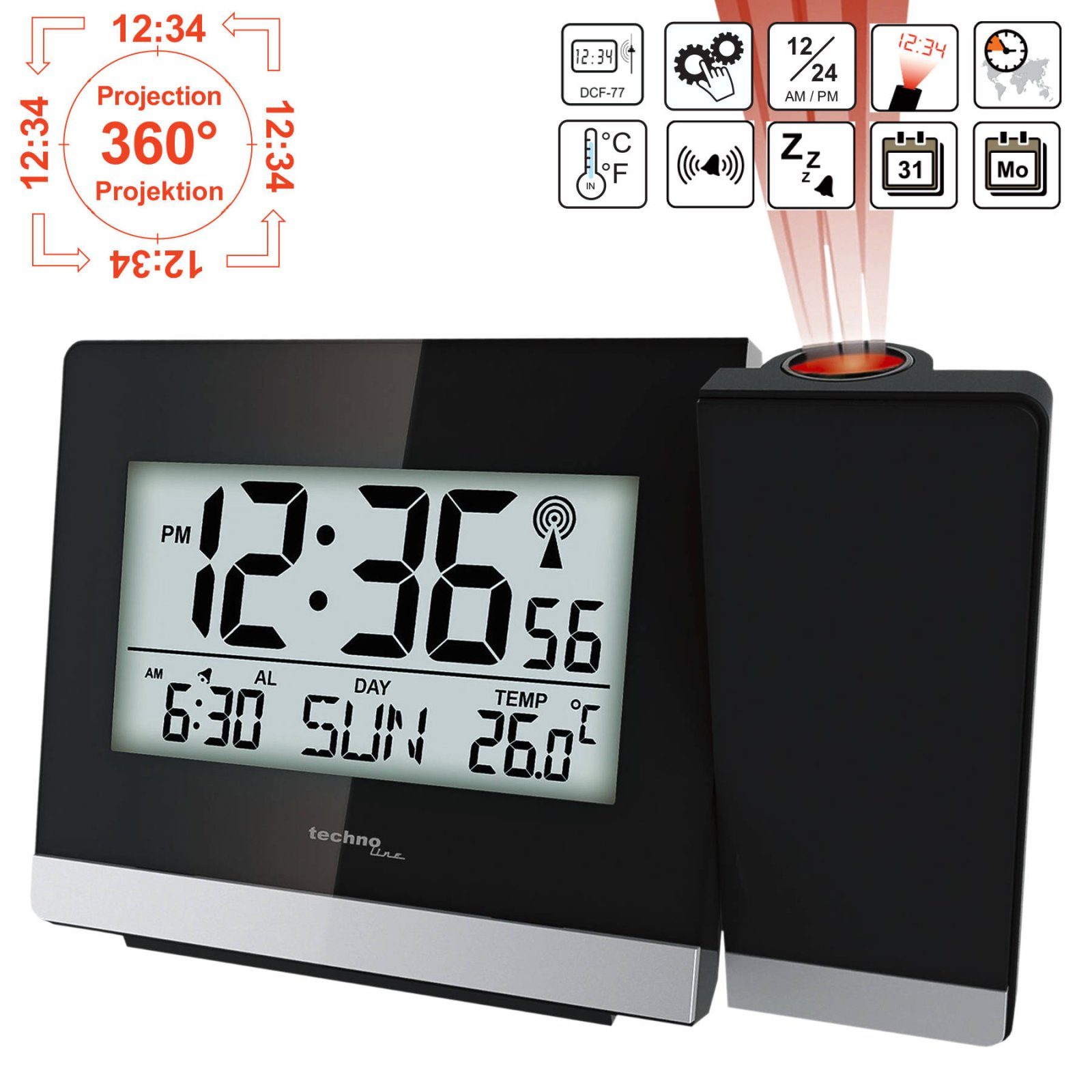Годинник проекційний Technoline WT536 Black (WT536) 6