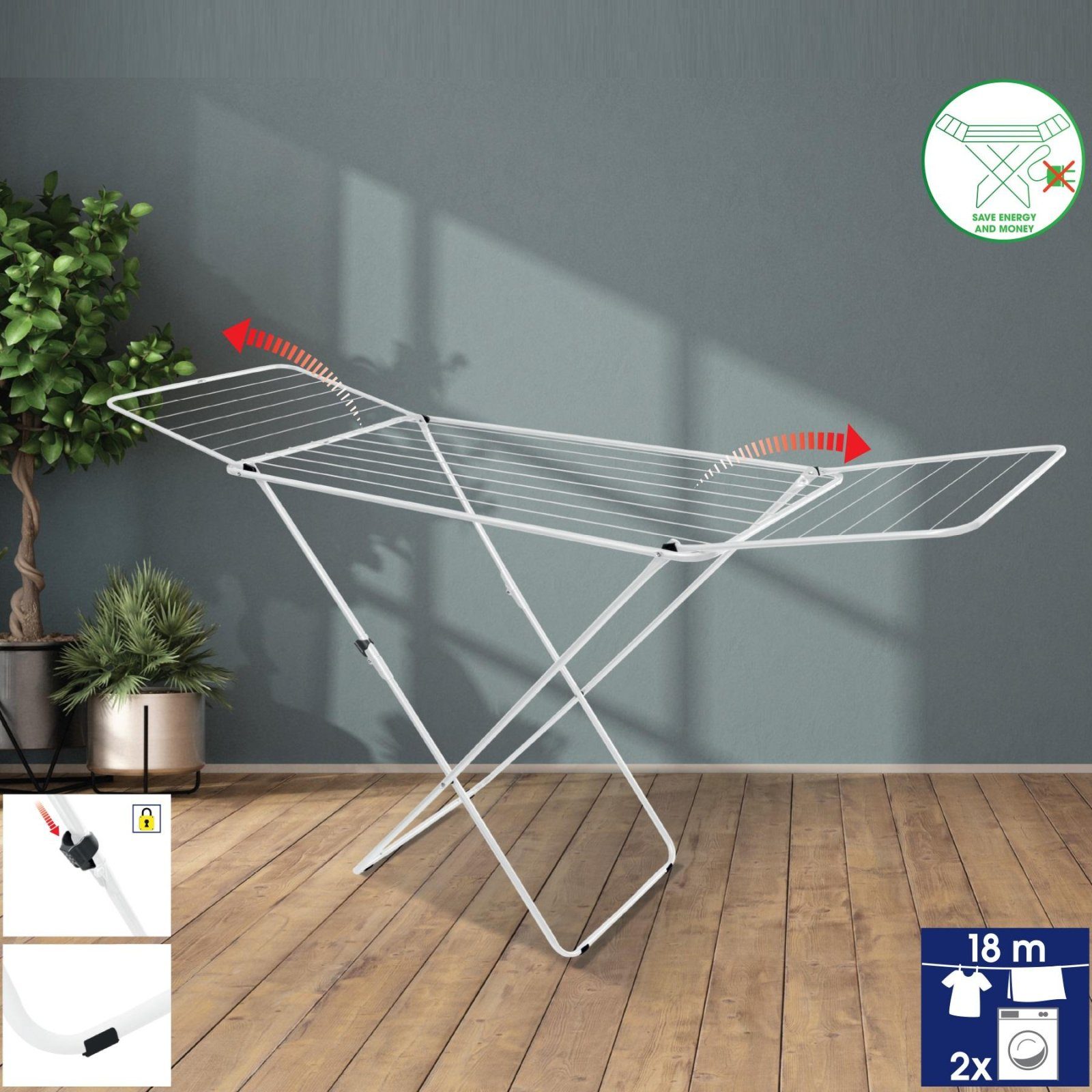 Сушарка для білизни підлогова Casa Si Kolibri 18m White (CS42191C06D) 3