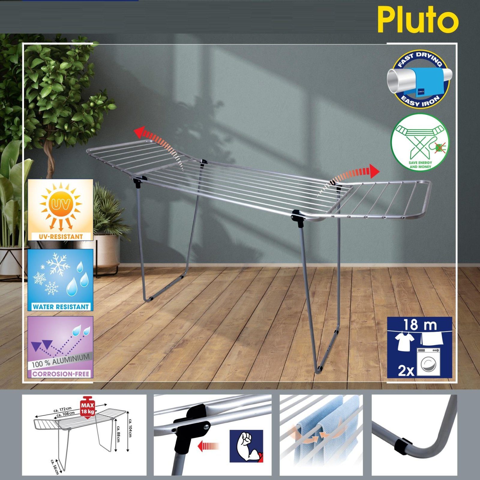 Сушарка для білизни підлогова Casa Si Pluto 18m Silver (CS92748Q05) 2