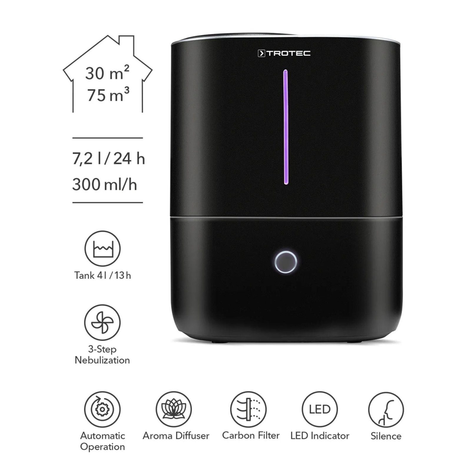 Зволожувач повітря ультразвуковий Trotec B 2 E Black (1160000051) 4