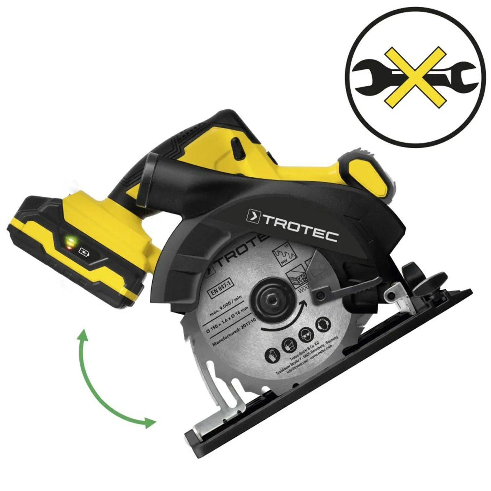 Пила циркулярна акумуляторна Trotec PCSS 10-20V + кейс (4430000110) 4